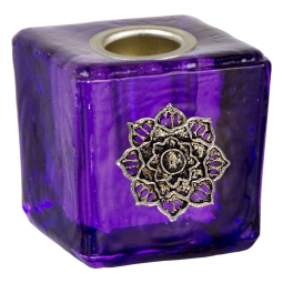 Mini Glass Candle Holder Lotus Purple (Each)