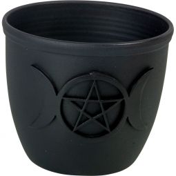 Metal Pot Mini Candle Holder - Triple Moon w/ Pentacle (Each)