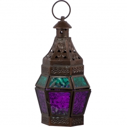 Glass & Metal Lantern Guide Turquoise & Purple (each)