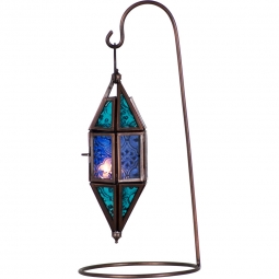Glass & Metal Lantern  Chapel Aquamarine & Blue (each)