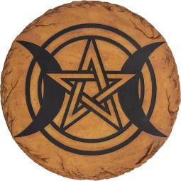 Polyresin Stepping Stone w/ Stand - Triple Moon w/ Pentacle (Each)