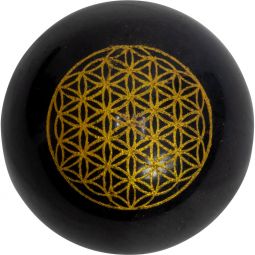 Black Tourmaline Sphere - Flower of Life (Each)