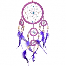 Dreamcatcher Beaded Purple w/ Pink Feathers (Each)
