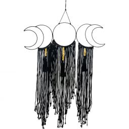 Metal Wall Hanging w/ Fringe - Moon Phases Black (Each)