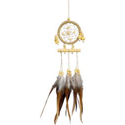 Dreamcatcher Mini Natural Twine Wrapped w/ Wooden Beads (Each)