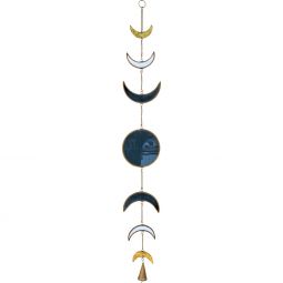 Glass & Metal Hanging String - Moon Phases w/ Bell (Each)