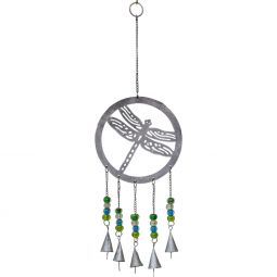 Brass Bell Chime Large - Silver Metal Dragonfly (Each)
