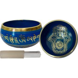 Colored Singing Bowl Small  - Fatima Hand - Blue (Each)
