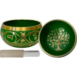 Colored Singing Bowl Small  - Tree of Life - Green (Each)