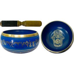 Colored Singing Bowl Large - Fatima Hand - Blue (Each)