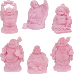 Frosted Acrylic Feng Shui Figurines Buddha Pink (Set of 6)