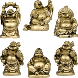 Polyresin Feng Shui Figurines 2-inch Buddha Gold (Set of 6)