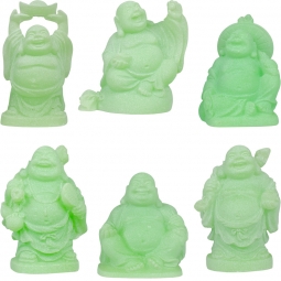 Frosted Acrylic Feng Shui Figurines Buddha Green (Set of 6)