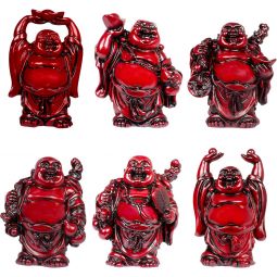 Polyresin Feng Shui Figurine 3-inch Buddha Red (Set of 6)