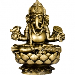 Polyresin Feng Shui Figurines Sitting Ganesha - Gold (each)