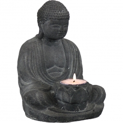 Volcanic Stone Statue & T-light Holder Buddha Charcoal (each)