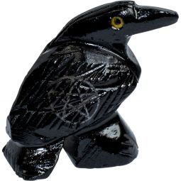 Spirit Animal 1.25 - inch Raven Black Onyx w/ Pentacle (Pack of 6)