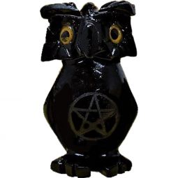 Spirit Animal 1.25 - inch Owl Black Onyx w/ Pentacle (Pack of 6)