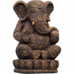 Volcanic Stone Statue - Red/Gold Ganesha (Each)