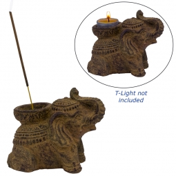 Volcanic Stone Incense Holder - Lucky Elephant - Sand (Each)