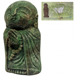 Volcanic Stone Statue -  Praying Jizo Buddah - Green (Each)