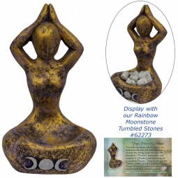 Volcanic Stone Statue - Triple Moon Yoga Goddess- Gold/Purple (Each)