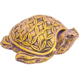 Volcanic Stone Statue Incense Holder - Flower of Life Turtle Purple/Gold (Each)