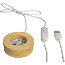 Wood LED Light Display Base w/ USB Cord Small - White (Each)