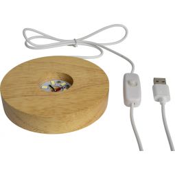 Wood LED Light Display Base w/ USB Cord Large - White (Each)