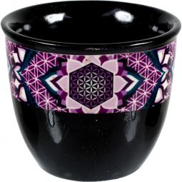 Ceramic Smudge Pot - Flower of LIfe - Large (Each)