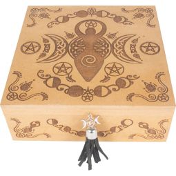 Laser Etched Wood Box - Triple Moon Goddess (Each)