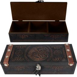 Laser Engraved Wood Compartment Box - Celtic Dragon (Each)