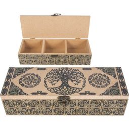 Printed Wooden Compartment Box - Tree of Life (Each)
