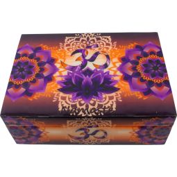 Wooden Box Printed Velvet Lined - Om Namaste (Each)