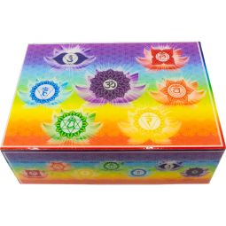 Wooden Box Printed Velvet Lined - 7 Chakras (Each)