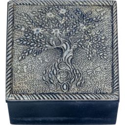 White Metal Trinket Box - Tree of Life (each)