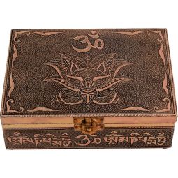 Bronze Metal Lined Box - Om/Lotus (Each)