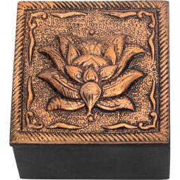 Bronze Metal Trinket Box - Lotus (Each)