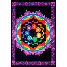 Cotton Single Tapestry  Rainbow Chakra  (Each)