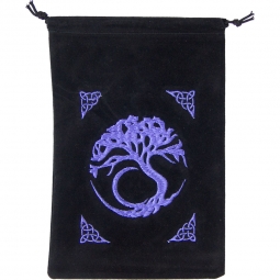 Unlined Velvet Bag Embroidered Tree of Life Black (each)