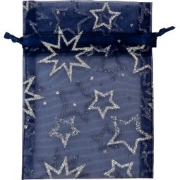 Organza Bag Glitter Stars 3 1/2x5 - Navy (Each)