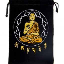 Unlined Velvet Bag Embroidered Buddha (Each)