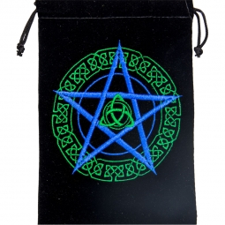 Unlined Velvet Bag Embroidered Celtic Pentacle (Each)