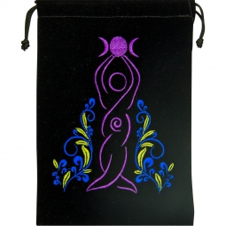 Unlined Velvet Bag Embroidered Goddess (Each)