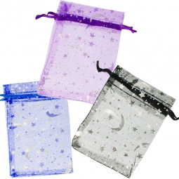Organza Bags Spirals and Stars Assorted Colors (pack of 12)