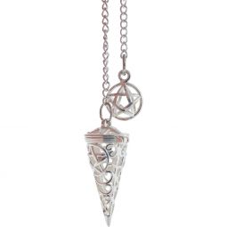 Chambered Pendulum Antique Silver Pentacle (Each)