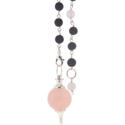 Pendulum Sephoroton w/ Lava Beads - Rose Quartz (Each)