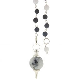 Pendulum Sephoroton w/ Lava Beads - Rainbow Moonstone (Each)