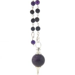 Pendulum Sephoroton w/ Lava Beads - Amethyst (Each)