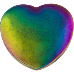 Puffed Gemstone Heart - Rainbow Hematite (Each)